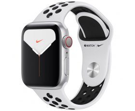 Apple Watch Series 5 40mm / GPS+Cel / Silver Aluminum /Sport Band White-Black Nike / New 100% Chưa khui hộp / BH Apple 1 Năm / MS : FR010566