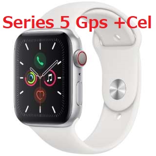 Apple Watch Series 5 44mm GPS+Cel / Silver Aluminum Case / Sport Band White /